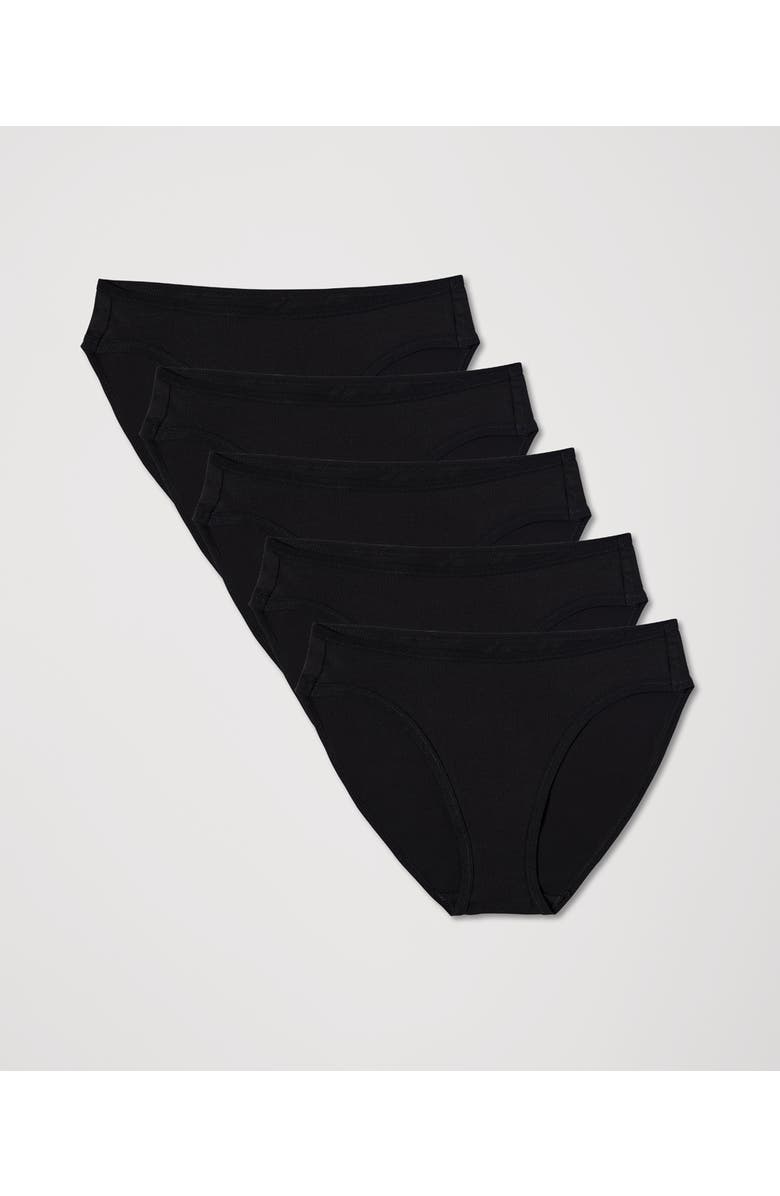 Pact Everyday Classic Fit Bikini 5-Pack Made With Organic Cotton, Alternate, color, Black