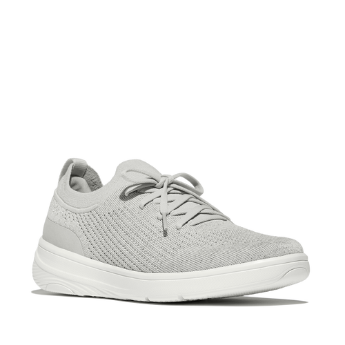 Fitflop Super-q Knit Slip-on Laced Sneakers In Gray