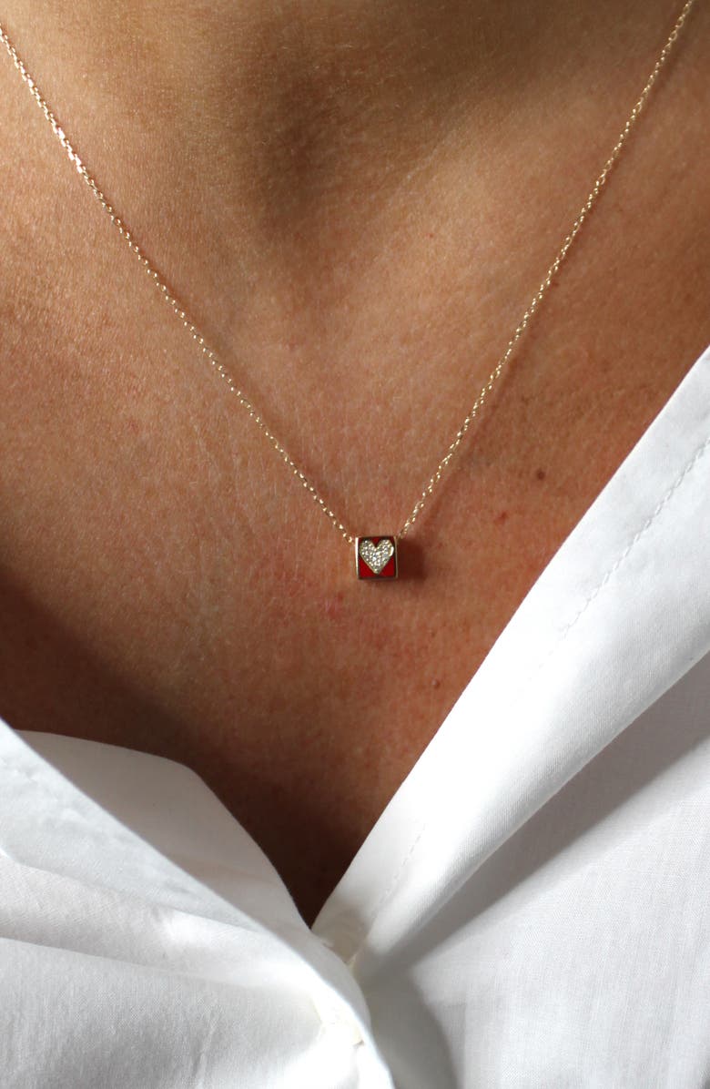 Adina Reyter Bead Party Ceramic Pavé Heart Necklace, Alternate, color, Yellow