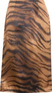 KIM SHUI Chudeir Tiger Print Silk Satin Pencil Skirt