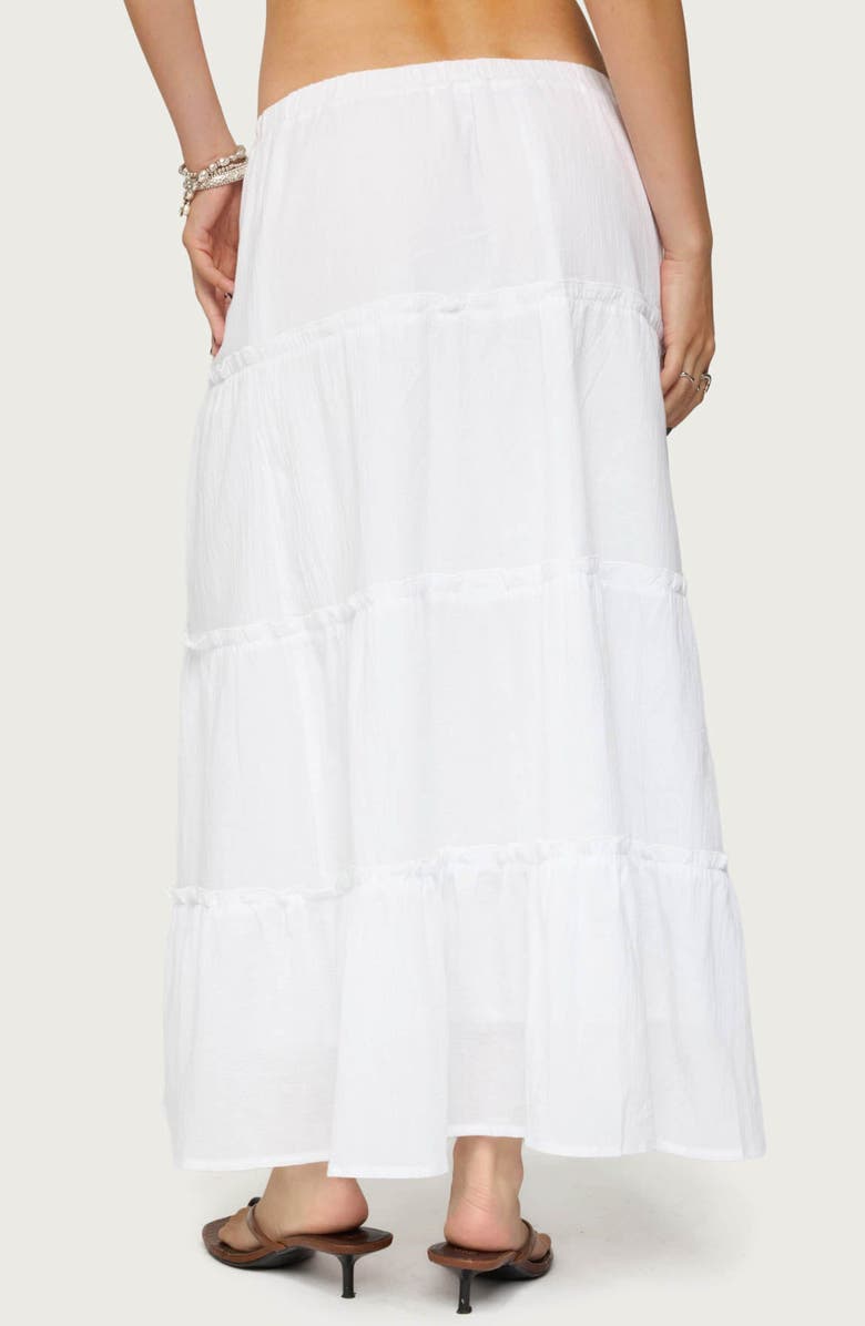EDIKTED Tiered Cotton Maxi Skirt, Alternate, color, White