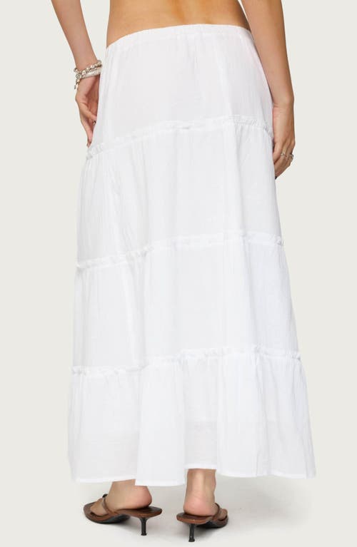 Edikted Petite Charlotte Tiered Maxi Skirt In White