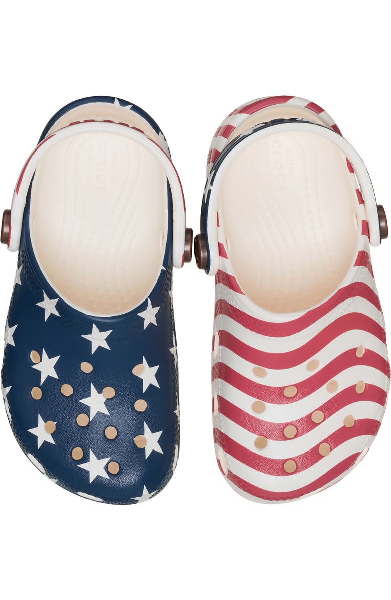 CROCS Kids' Classic American Flag Clog, Alternate, color, Chalk/Multi
