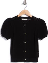 ALICE + OLIVIA Sabine Puff Sleeve Crop Cashmere Blend Sweater