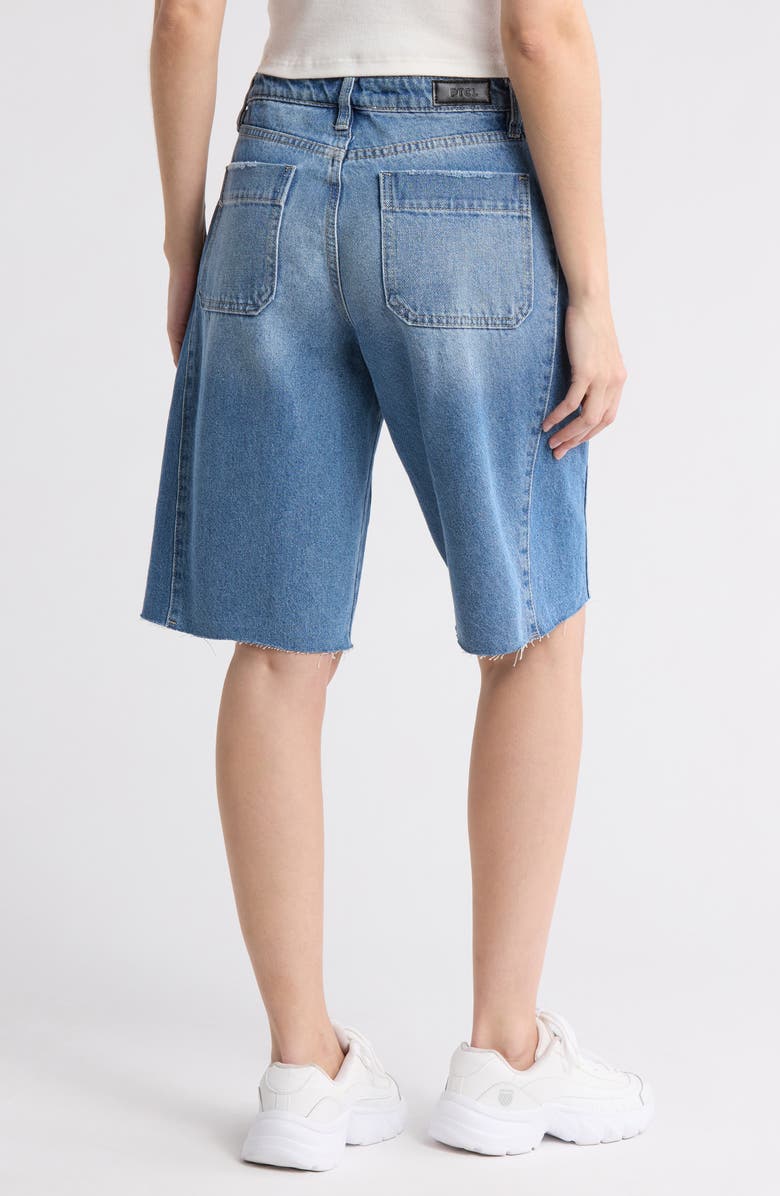 PTCL Crisscross Waistband Raw Hem Denim Shorts, Alternate, color, 