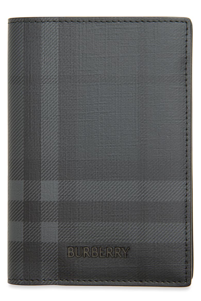 Check Coated Canvas Passport Holder, Main, color, IRON