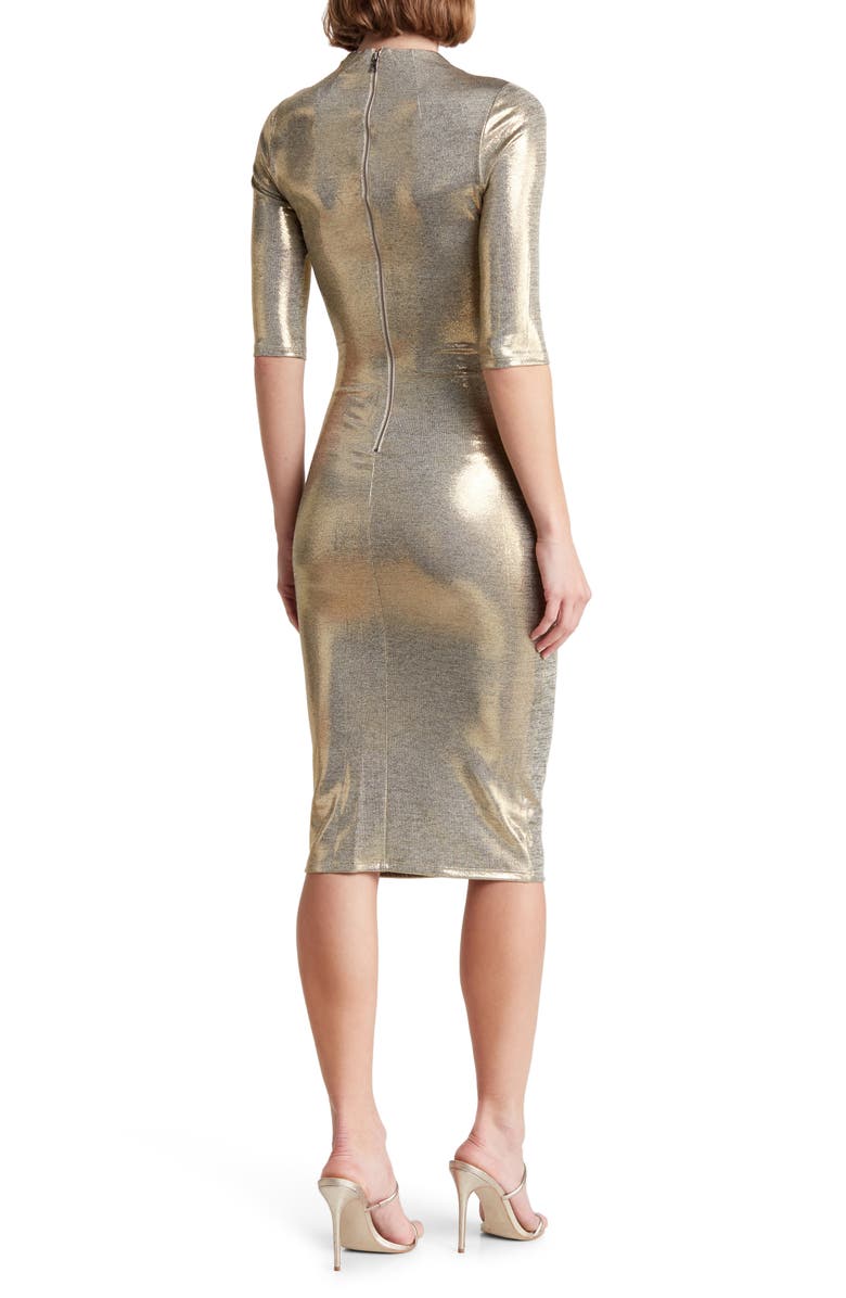 Alice + Olivia Delora Fitted Lamé Dress, Alternate, color, 