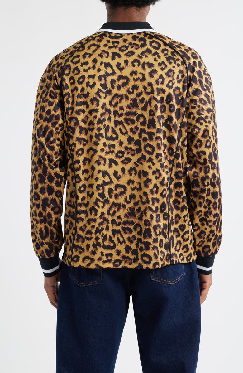 Obey Leopard Print Johnny Collar Soccer Jersey, Alternate, color, Leopard Multi