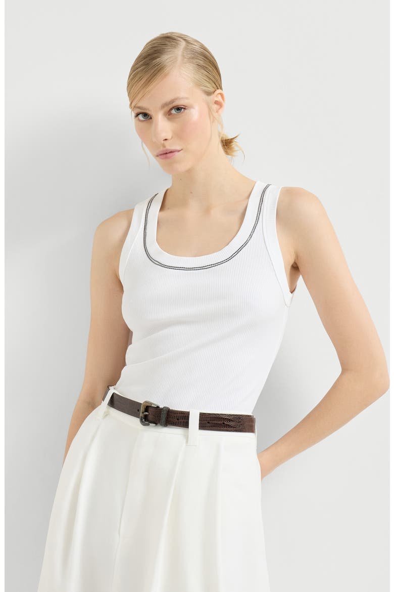 Ribbed jersey top, Alternate, color, White