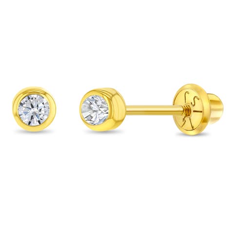 14k Bezel Set Diamond Earrings