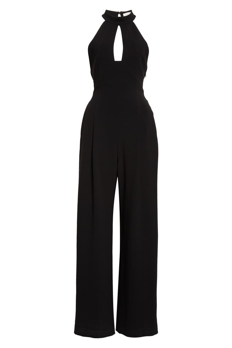 Lucie Merino Wool Halter Jumpsuit, Alternate, color, BLACK