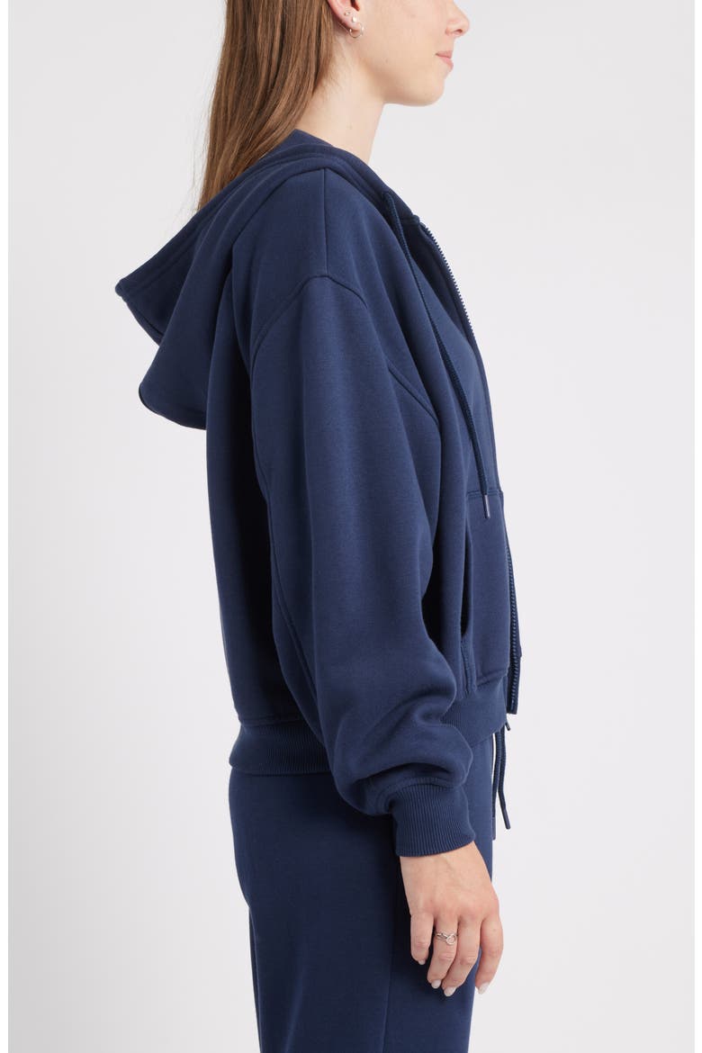Relaxed Cotton Blend Zip Hoodie, Alternate, color, NAVY IRIS