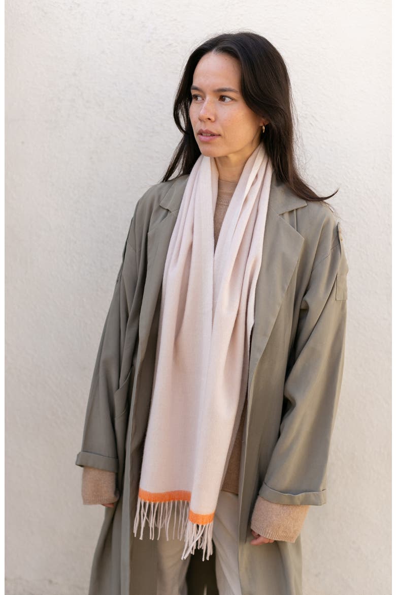 Cashmere Fringe Trim Scarf, Alternate, color, PINK ORANGE