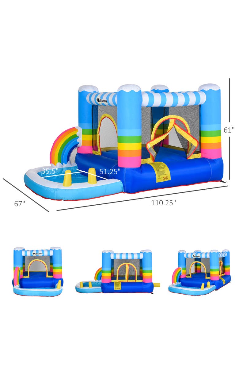 Outsunny 2-in-1 Inflatable Bounce House for Kids, Alternate, color, Multi Color