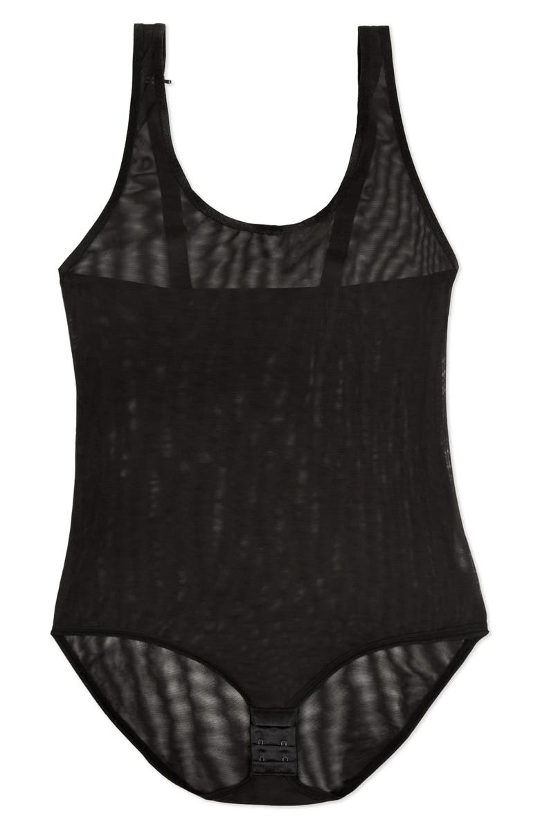 Curvy Couture Sheer Mesh Bodysuit, Main, color, Black Hue