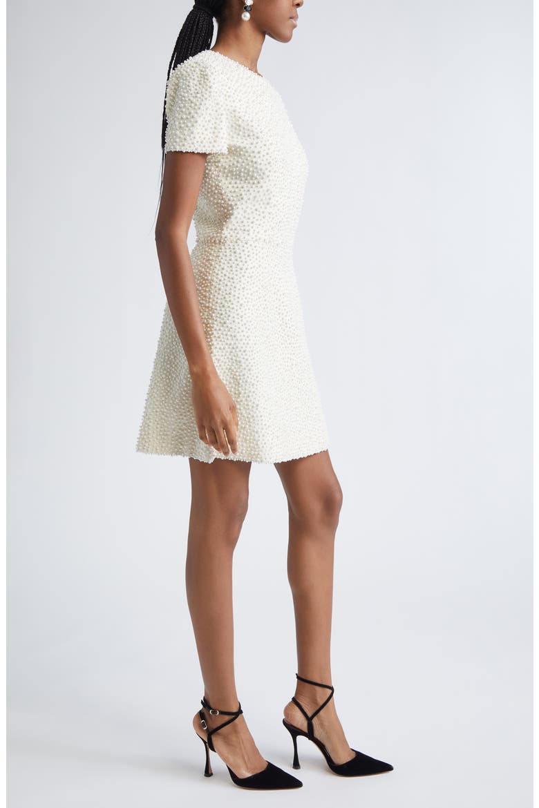 Faux Pearl Embellished A-Line Minidress, Alternate, color, IVORY