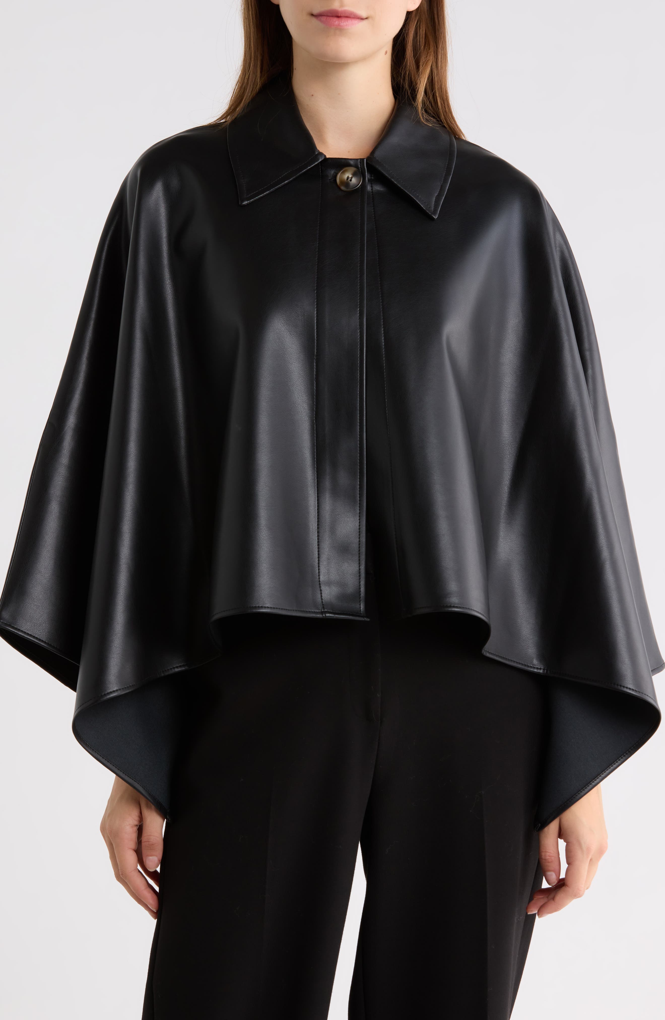 Faux Leather Cape