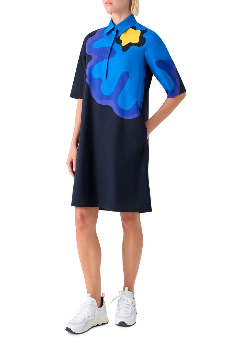 Floral Cotton Poplin Shirtdress, Alternate, color, BLACK-MULTI