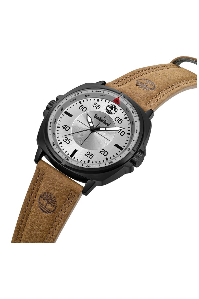 Williston Leather Strap Watch, 48mm, Alternate, color, BROWN/ SILVER