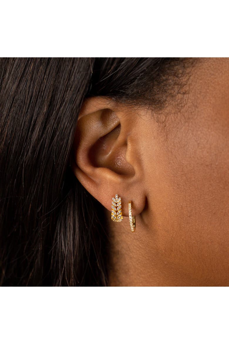 Pavé Dainty Huggie Earring, Alternate, color, Silver