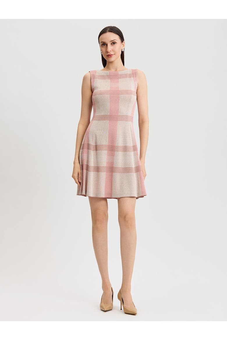 A-Line Multi Color Plaid Knit Dress, Alternate, color, HoneySuckle/Charmeuse/Ivory