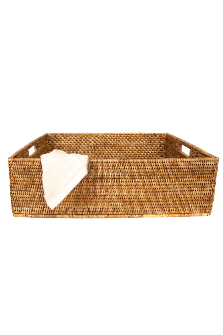Artifacts Rattan Rectangular Storage Basket, Alternate, color, Honey Brown