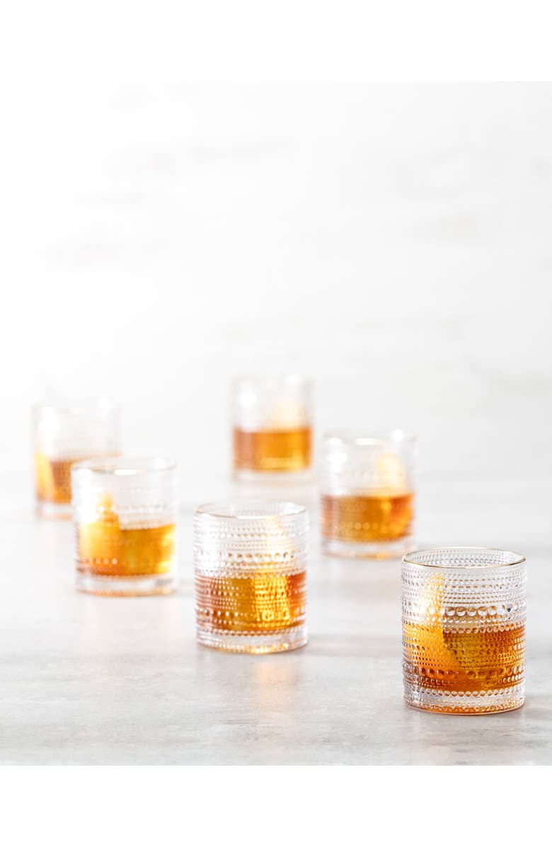 Fortessa Jupiter Set of 6 Gold Rim Double Old Fashioned Glasses, Alternate, color, Clear