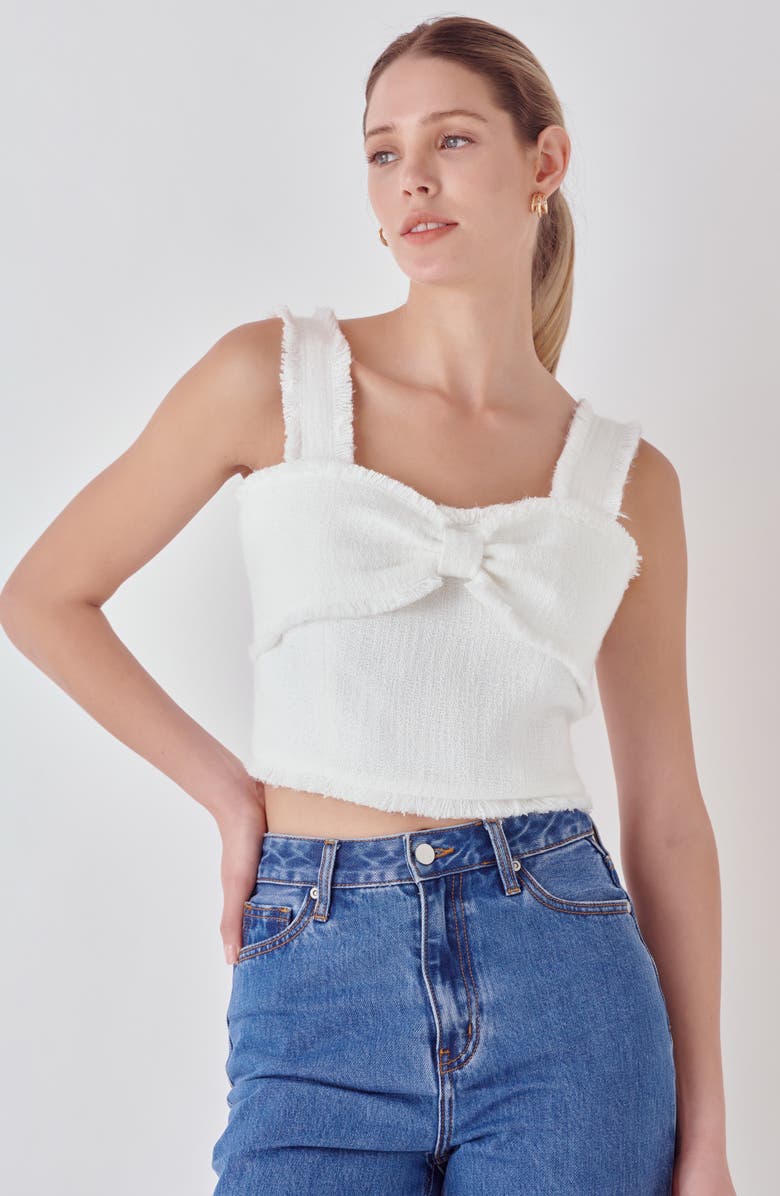 Endless Rose Bow Tweed Crop Top, Alternate, color, 