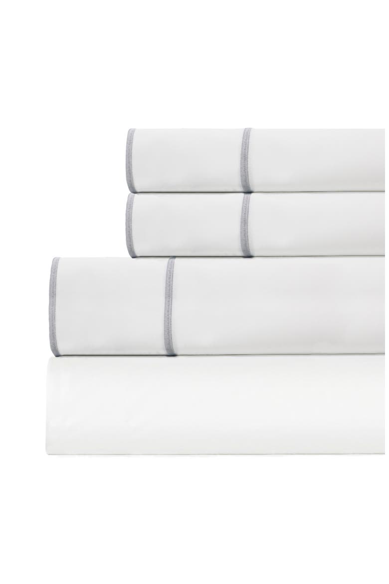 Framed 600 Thread Count Sateen Sheet Set, Main, color, GREY/ WHITE
