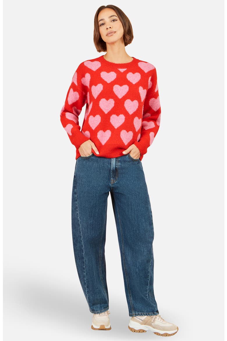 Heart Intarsia Relaxed Jumper, Alternate, color, Red