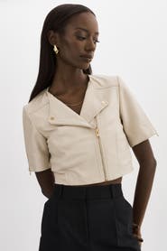 LAMARQUE Kirsi Gold | Cropped Biker Jacket