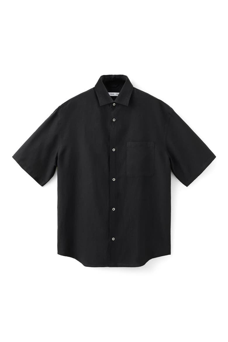 Short Sleeve Button-Up Shirt, Alternate, color, BLACK