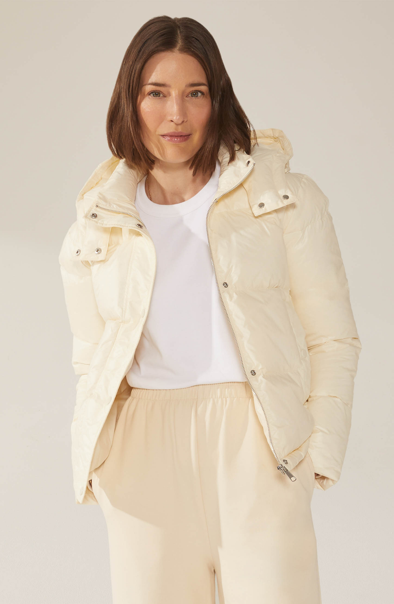 Italic Adeline Hooded Down Puffer Jacket, Alternate, color, Cream