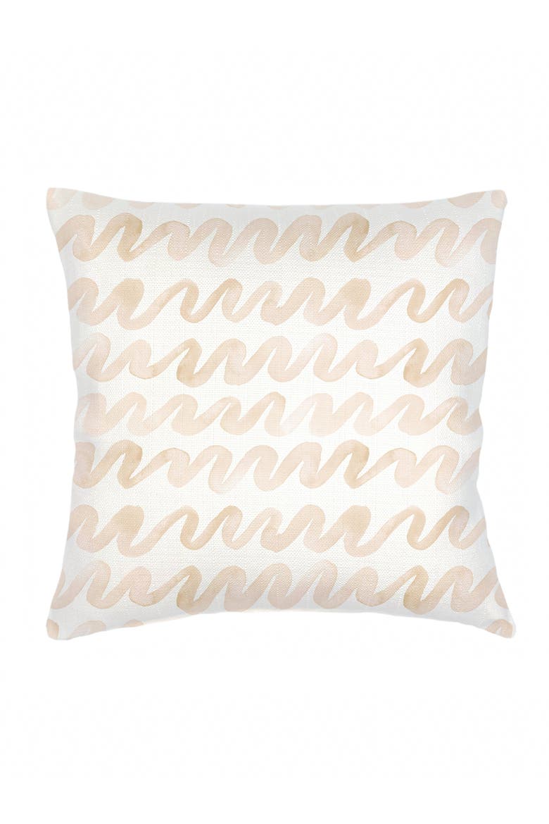 Watercolor Waves Linen Pillow with Down Alternative Insert, Main, color, Beige