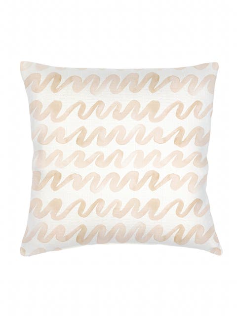 Watercolor Waves Linen Pillow with Down Insert