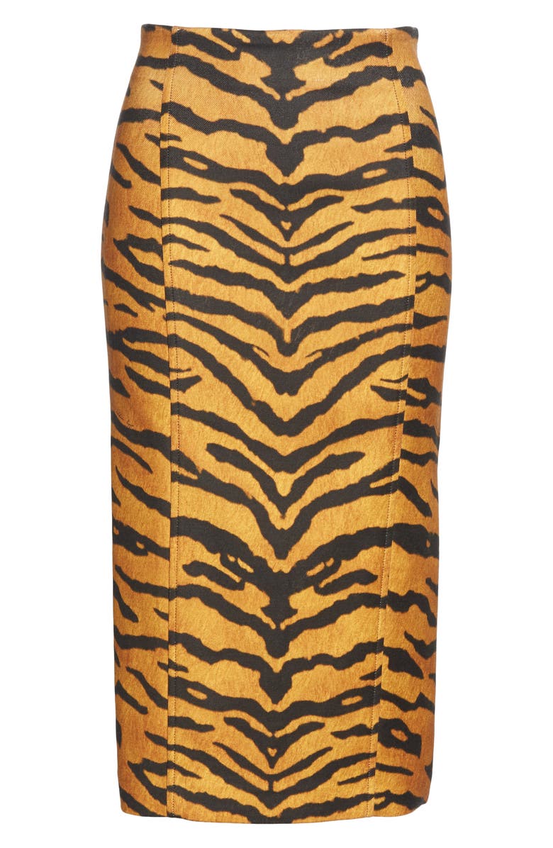 Adam Lippes Tiger Print Stretch Pencil Skirt, Alternate, color,