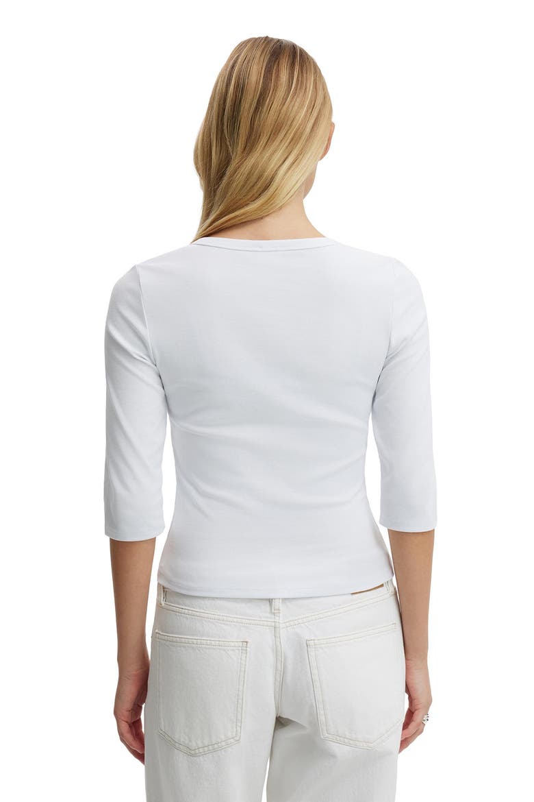 Women's 90S V Neck ¾ Sleeve, Alternate, color, White