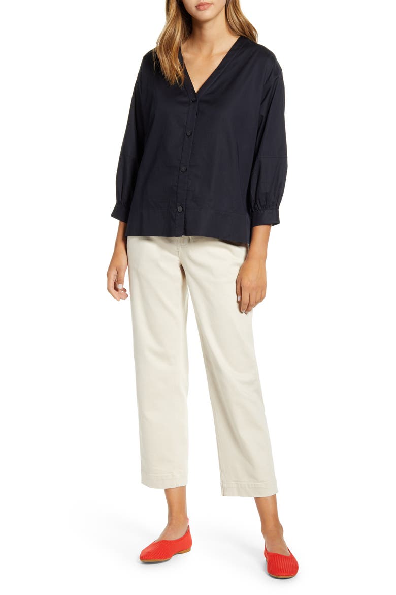 The Silky Cotton Lantern Top, Alternate, color, BLACK