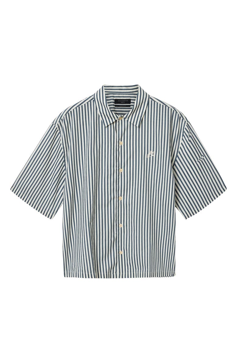 AllSaints Chopin Oversize Stripe Short Sleeve Cotton Button-Up Shirt, Alternate, color, 