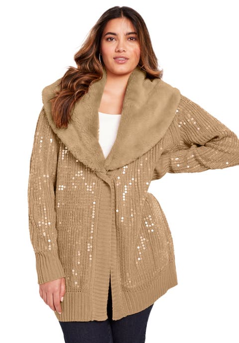 Sequin Button-Up Sweater (Plus Available)