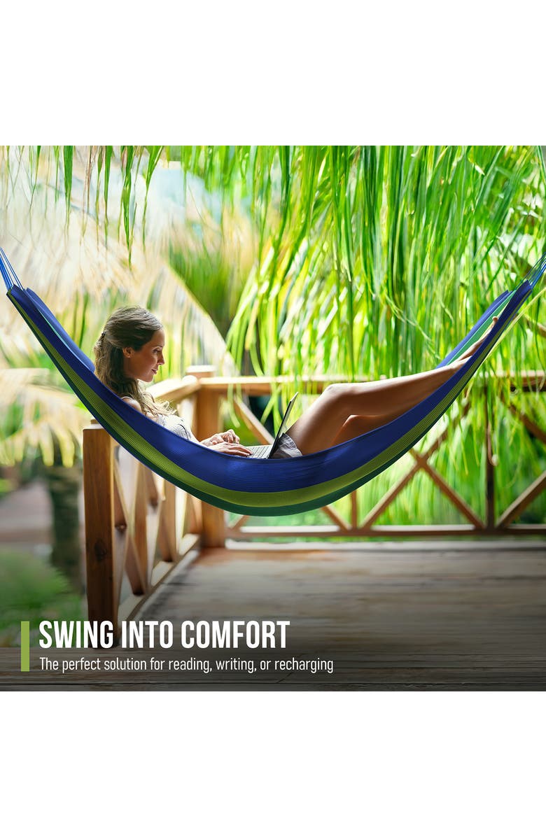 SORBUS Double Hammock, Alternate, color, Blue/ Green