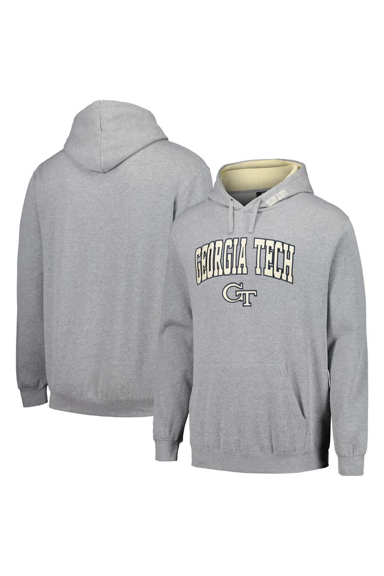 Men's Colosseum Heathered Gray Georgia Tech Yellow Jackets Arch & Logo 3.0 Pullover Hoodie, Main, color, Heather Gray