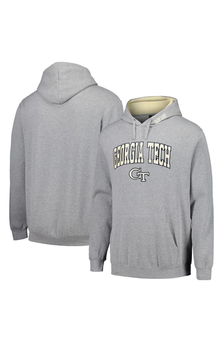COLOSSEUM Men's Colosseum Heathered Gray Georgia Tech Yellow Jackets Arch & Logo 3.0 Pullover Hoodie, Main, color, Heather Gray