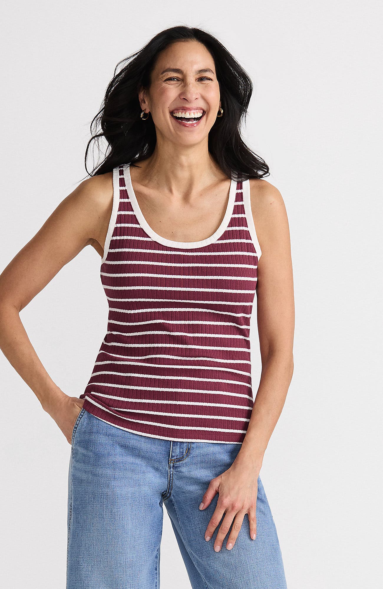 Burgundy/Ivory Breton Stripe