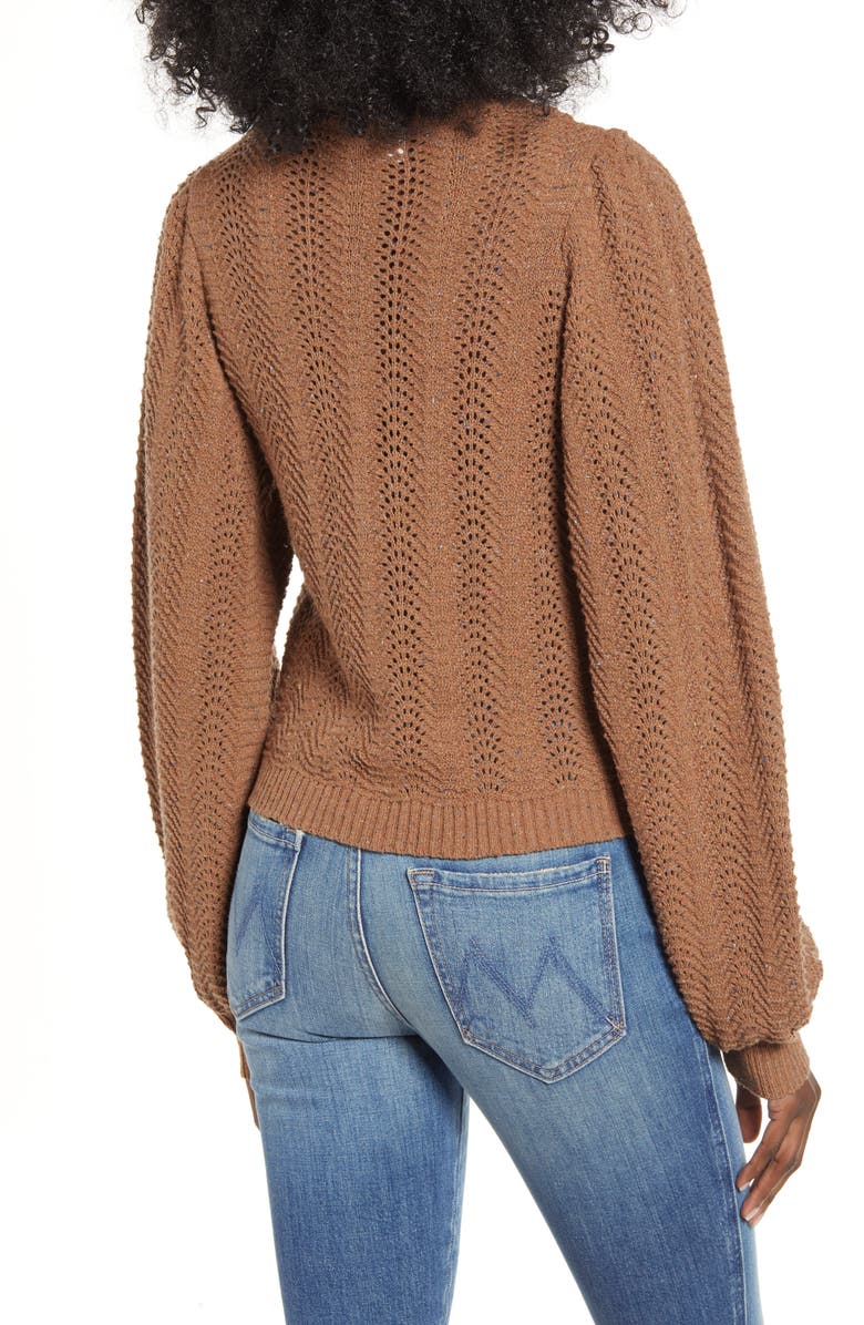 ASTR the Label ASTR Brynn Pointelle Blouson Sleeve Sweater, Alternate, color,