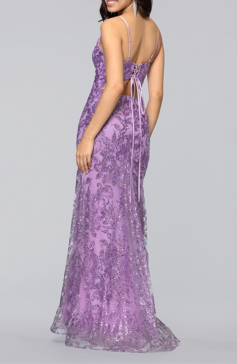 Blondie Nites Glitter Sleeveless Mermaid Gown, Alternate, color, 