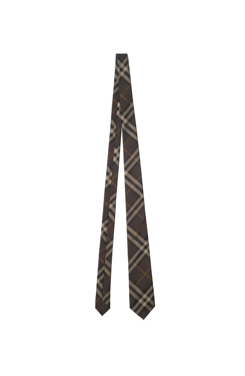 Burberry Check Silk Tie, Main, color, Truffle Brown