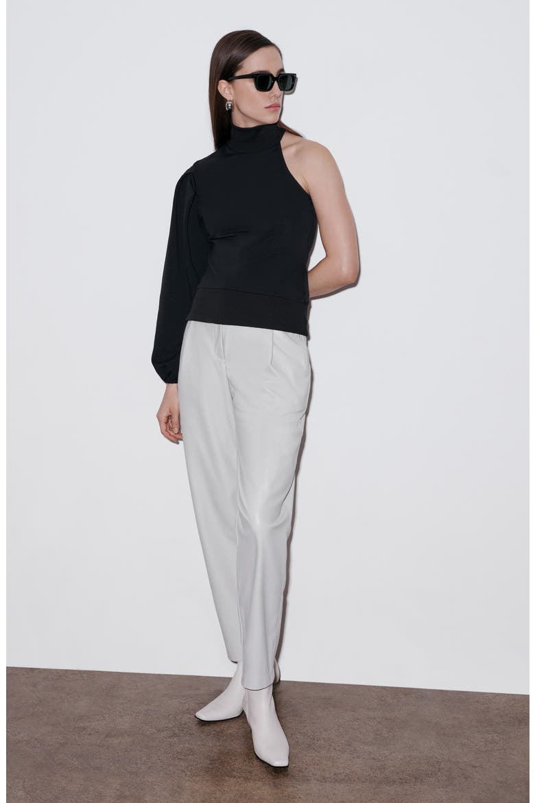 Rhett One Shoulder Sweatshirt, Alternate, color, BLACK