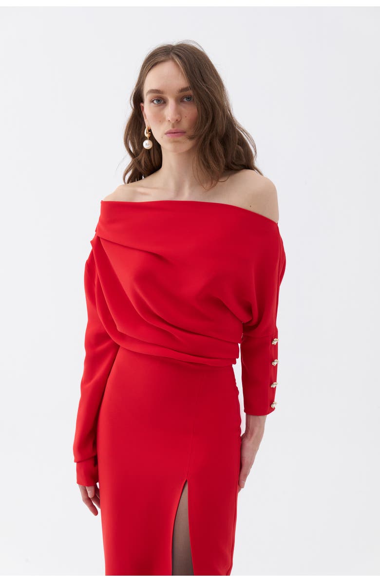 Nocturne Draped Maxi Dress, Alternate, color, 