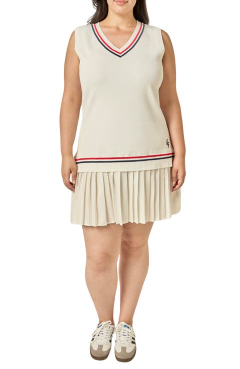Mixed Media Pleated Minidress